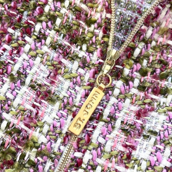 St. John Sport Tweed Zip Front Sweater Jacket | Ivory/Purple Size S- M (m) - Picture 9 of 10